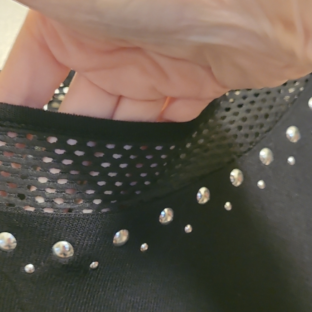 Belldini Black Long Sleeve Top with Studded Accents - Picture 3 of 7